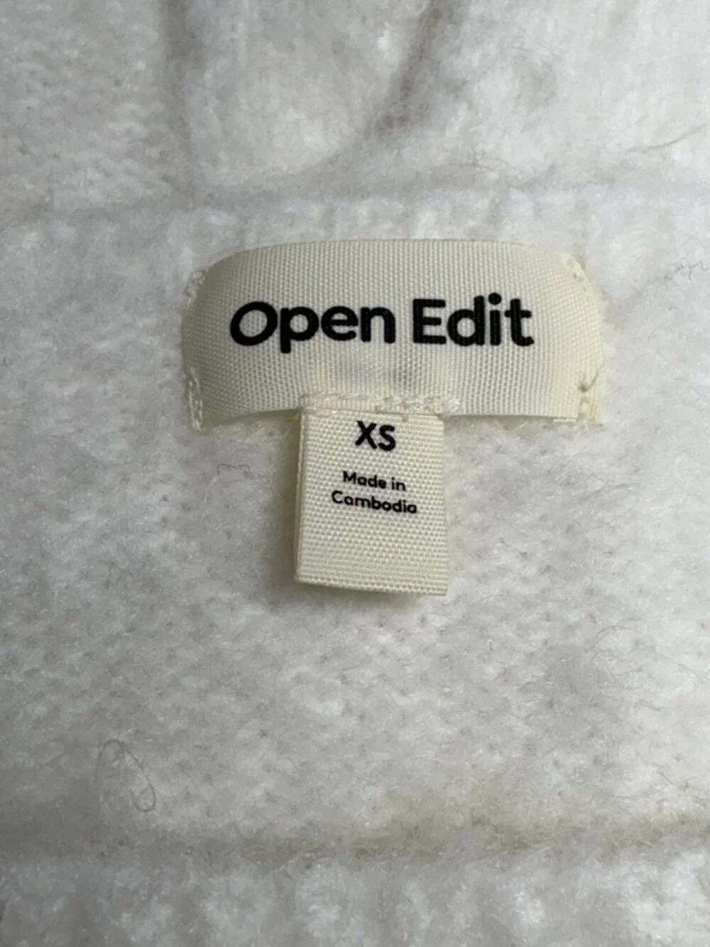 Open Edit Oversized Cable Boatneck Sweater – Size XS (Ivory)